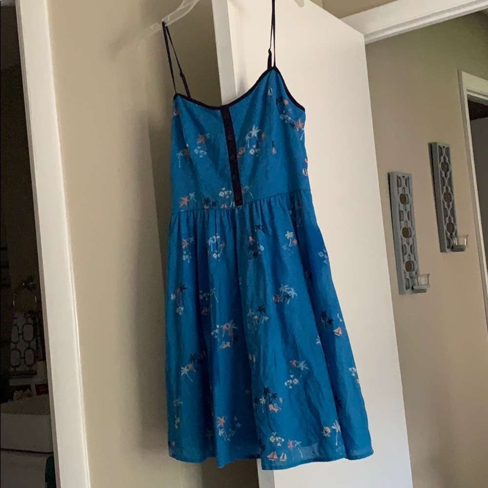 <LC Lauren Conrad> Blue Dress with Palm Trees 🌴